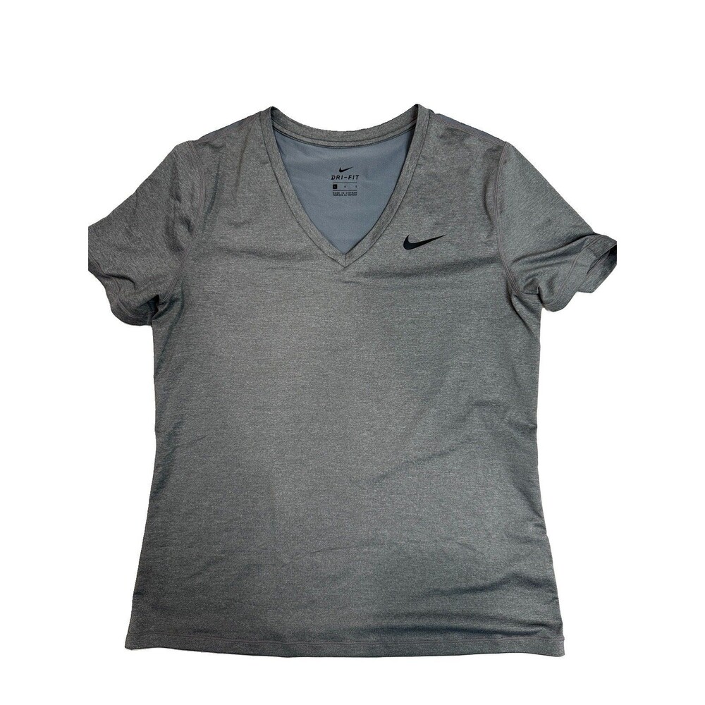 Nike Dri-FIT Gray V-Neck Athletic T-Shirt Women's L